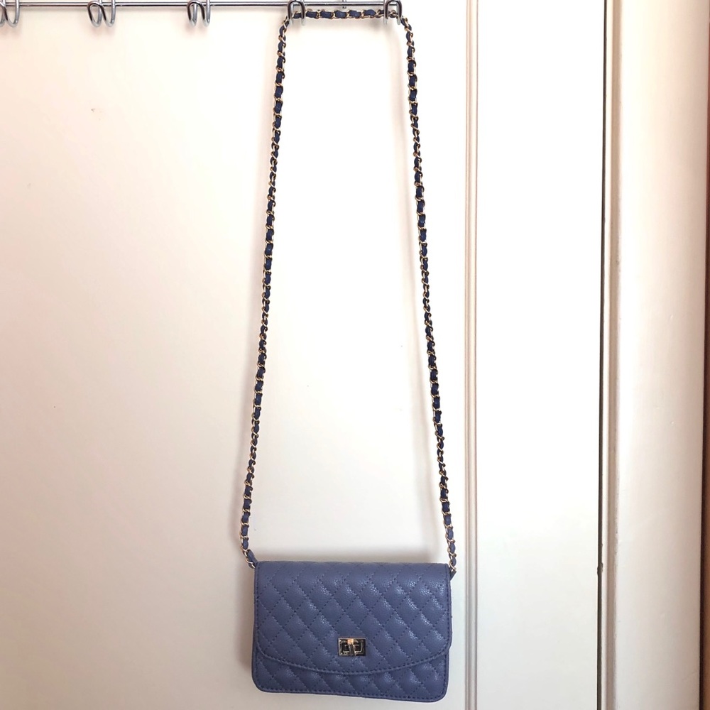 Purple quilted crossbody bag
